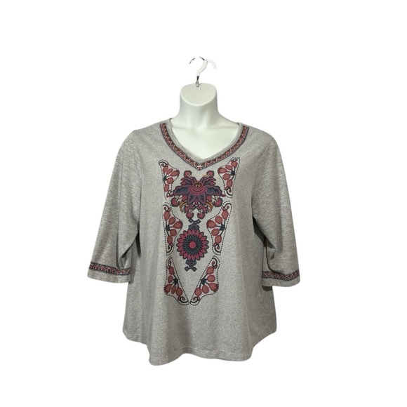 NWOT, Claire France, Plus Size Floral Sweater, 2X, Gray - Picture 10 of 10